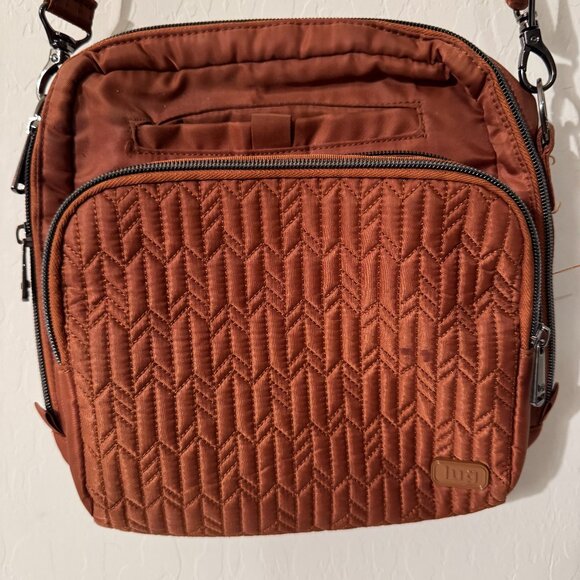 Lug Quilted Crossbody Bag | Rust Brown | Adjustable Strap - Picture 1 of 5